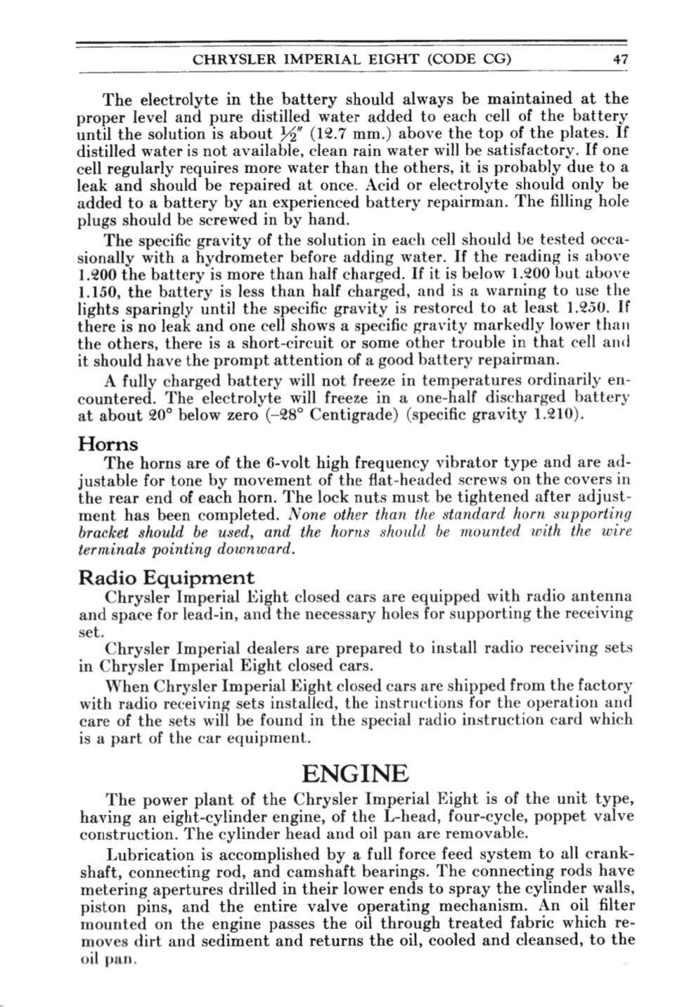 1931 Chrysler Imperial Owners Manual Page 87